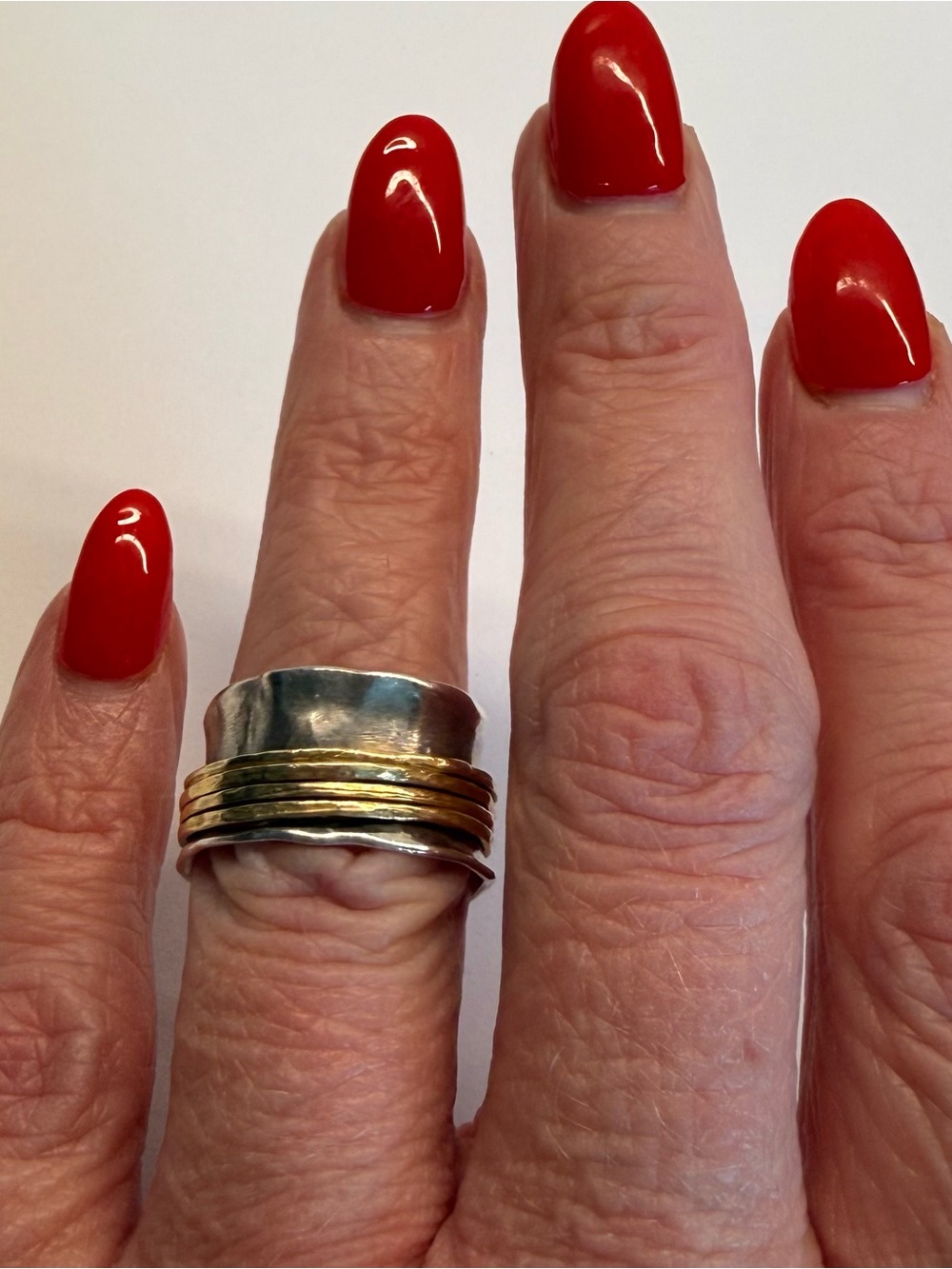 Silpada R3363 Go for a Spin Sterling Silver Brass Spinner Ring Sz 7.5